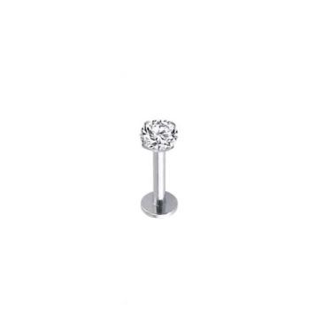 Imagem de Piercing Ponto Luz Rosca Interna Aço Cirúrgico Ouro PVD Cor:PrateadoTa