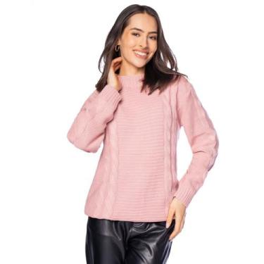 Imagem de Blusa Feminina Oliveira Malhas Tricot Relevo Rosa, Rosa, Único