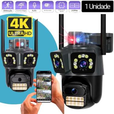 Imagem de Kit Cameras Segurança Três Lentes Wifi Ultra HD 4K Prova Dágua Sirene 