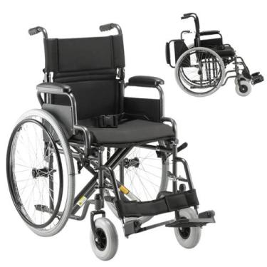 Imagem de Cadeira De Rodas Aço Dobrável D400 até 120kg Apoio Braço Ajustável e C