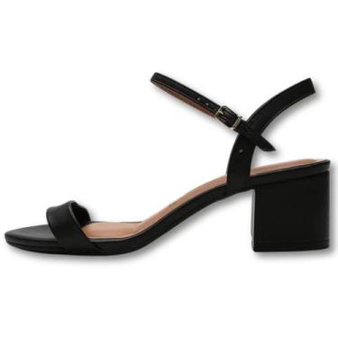 Imagem de Sandália Vizzano Salto Grosso Médio Feminina Pelica Conforto, Preto, 3