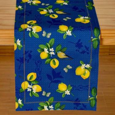 Imagem de Caminho de Mesa Retangular 40x140cm Glamour Sicilia - Catran, Azul/Ama