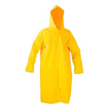 Imagem de Capa de Chuva Amarela Forrada com Capuz  Impermeável Profissional para