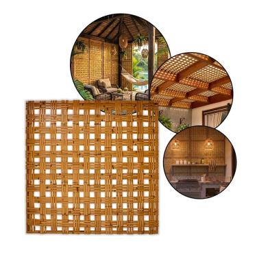 Imagem de Esteira Bambu Forro Casca 1x1m Trama Aberta Placa Pergolado Teto Parede Decoração Natural Casa