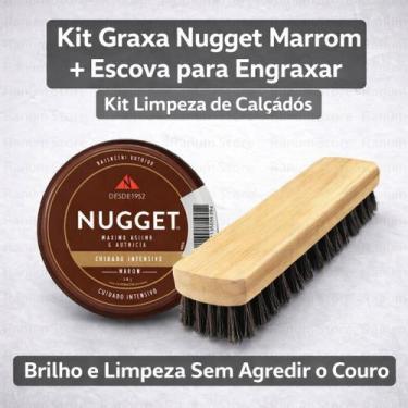 Imagem de Kit Graxa Nugget Marrom + Escova para Engraxar Macia