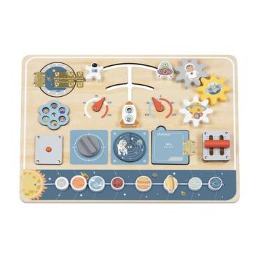 Imagem de Placa de Atividades Espacial, da Tooky Toy - Brinquedo de Madeira, Pai