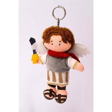 Imagem de Chaveiro São Miguel Arcanjo em Pelúcia Símbolo de Proteção Espiritual 15cm Zip