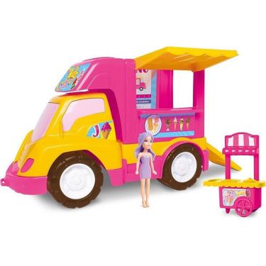 Imagem de Playset Sorveteria da Judy Food Truck com Caminhão Adesivado Toldo Escada e Carrinho Samba Toys