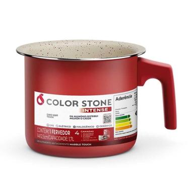 Imagem de Fervedor Leiteira Intense 14CM Alumínio com Revestimento Antiaderente 1,7L Vermelho Euro Home
