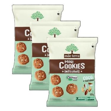 Imagem de kit 3 Mini Cookie Coco e Castanhas Orgânico MÃE TERRA 120g