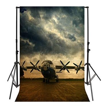 Imagem de Yeele 2,4 x 3 m Vintage Avião Militar Foto Pano de Fundo Vinil Mottled Old Aviões Piloto Fuselagem Segunda Guerra Mundial História Fotografia Fundo Adulto Bebê Retrato Foto Booth Adereços