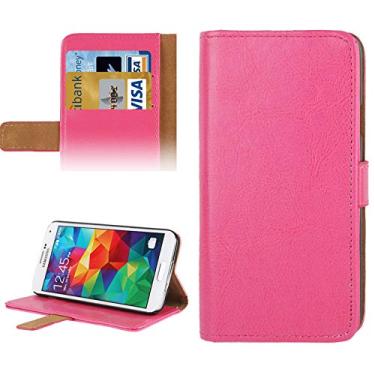 Imagem de LIYONG Capa para celular Capa de couro com textura de cavalo louco com compartimento para cartão de crédito e suporte para Galaxy S5/G900 (vermelho) Bolsas Mangas (Cor: Magenta)