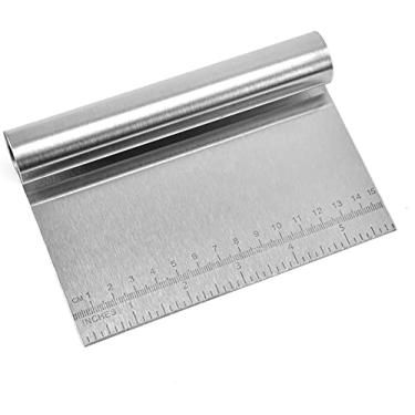 Imagem de Espátula de Inox Para Confeitar, Cortar Massas e Legumes, Raspar, Com Régua Medidora de 15Cm Espátula Multiuso