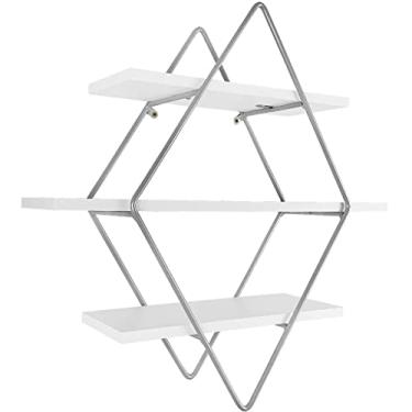Imagem de Prateleira Tripla Estante Decorativa Livros Quarto Sala Losan Aço MDF - Prata Branco