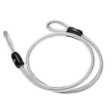Imagem de Trava de cabo de bicicleta, fio de segurança de aço resistente com extremidade de loop duplo para trava em U, cadeado, cabo de trava de bicicleta com trava de disco