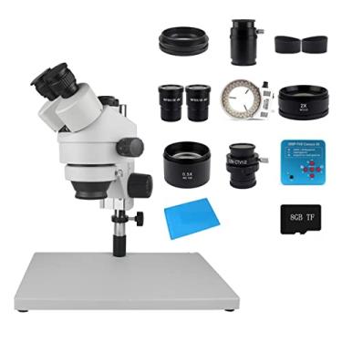 Imagem de Lâminas de microscópio de laboratório 3,5 x 90 x zoom simulfocal simultâneo microscópio estéreo industrial 38 MP 1080p peças de microscópio de câmera HDMI (cor: 3,5 x 180 x 38 MP B)