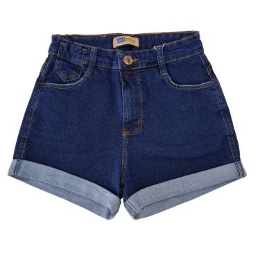 Imagem de Short Jeans Feminino Curto Azul Escuro Com Elastano Barra Dobrada 36 Ao 44 Live Zoom
