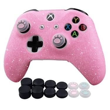 Imagem de RALAN Glitter Controller Skin for Xbox One, Anti-Slip Silicone Controller Cover Protector Compatible for Xbox 1 Wireless/Wired Gamepad Joystick with 4 Thumb Grips Caps and Black Pro Thumb Grip x 8