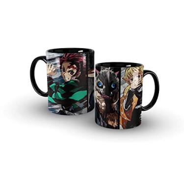 Imagem de LEAR Caneca Preta Cerâmica 325ML Kimetsu no Yaiba Tanjirō Zenitsu Inosuke Anime