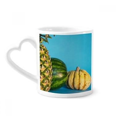 Imagem de Caneca com imagem fresca de abacaxi de frutas tropicais caneca de café cerâmica copo de coração de vidro