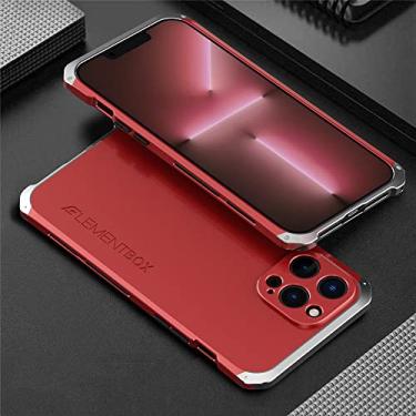 Imagem de Capa de metal de alumínio para iPhone 14 12 13 11 Pro Max Capa traseira à prova de choque para iphone 13 12 Pro XS MAX XR 6 7 8 Plus, prata vermelha, para Iphone 11