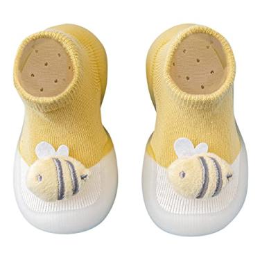 Imagem de Meias de chão para bebês pequenas, sola macia, antiderrapante, estampa de desenho animado, sapatos casuais para bebês recém-nascidos, D, 0-6 meses