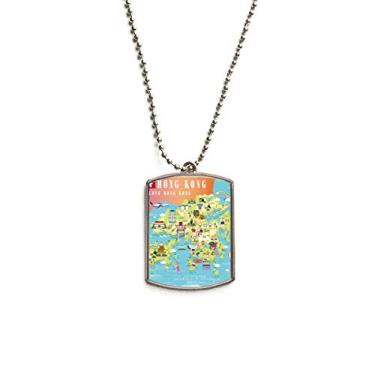 Imagem de DIYthinker I Love Hong Kong Mapa China Localização Corrente de Aço Inoxidável Colar com Pingente para Cães