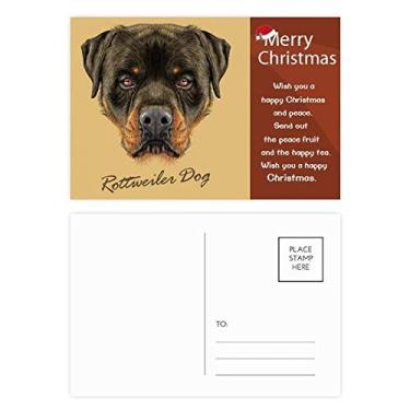 Imagem de Black Feroz Rottweiler Dog Pet Animal Christmas Message Cartão postal 20 peças