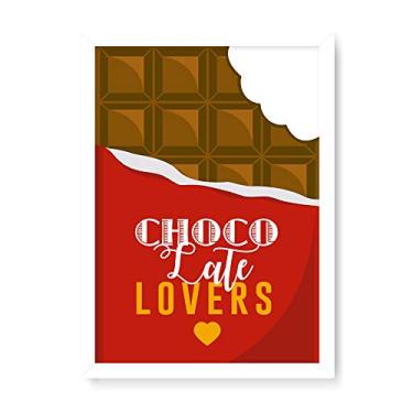 Imagem de Arte Maníacos Quadro Decorativo em Madeira Choco Lovers Mordido Vemelho - 23x16,25cm (Moldura caixa em laca branca)