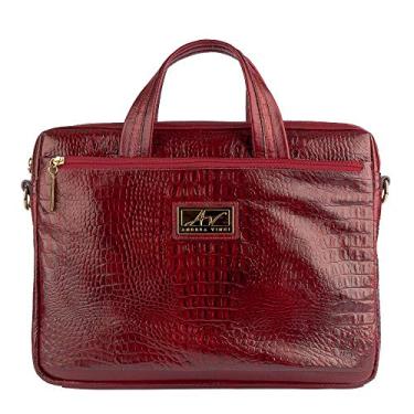 Imagem de Pasta executiva feminina de couro Fabiana - Vermelho