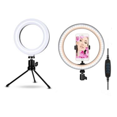 Imagem de Kit de Iluminação LED Ring Light 10" + Ring Light 6" com Mini Tripé e Suporte de Celular