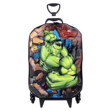 Imagem de Mochila de Rodinhas 3D Hulk Avengers Maxtoy Preto