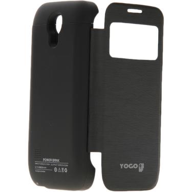 Imagem de Capa para Celular para Galaxy S4 Mini Protetora e Carregadora Plástico Rígido Preta Yogo