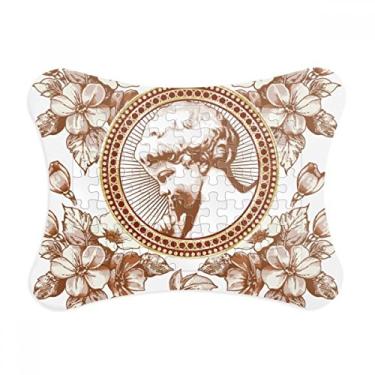 Imagem de Moldura de quebra-cabeça moderna com estampa de folha de flor, enfeite de quebra-cabeça