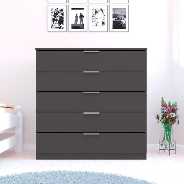 Imagem de Cômoda Bartira Diplomata com 5 Gavetas, Trava de Segurança e Espaço para TV de até 42 polegadas - 90cm de Largura