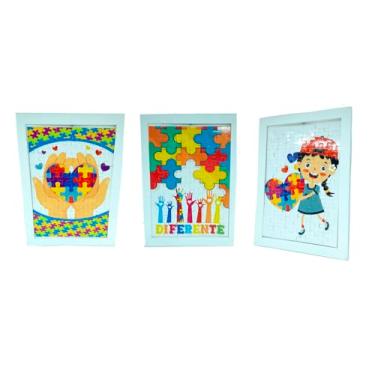 Imagem de Kit 3 quadros decorativos Autismo para consultórios e Pediatria