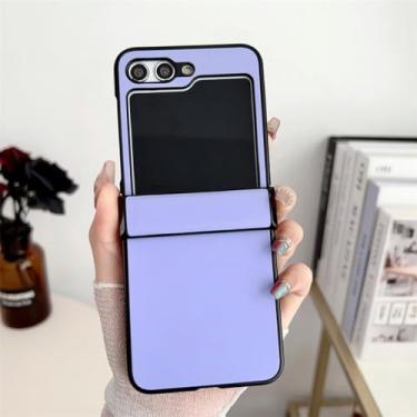 Imagem de Para samsung galaxy z flip 5 capa de couro de luxo cor sólida para samsung zflip 4 3 5 flip4 5g capa traseira, roxo, para samsung z flip 3