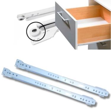 Imagem de 4 Corrediça de 40cm – 400mm 2 PAR Gaveta Moveis Armário Trilho Larga Pesada Reforçada Corredica Gavetas Corrediças Armario Branco Branca 2 Pares