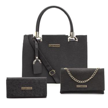 Imagem de Kit Bolsas Feminina Media Pequena e Carteira Alta Qualidade Tendencia Dia a Dia e Passeio