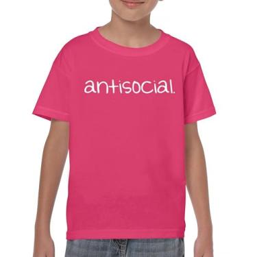 Imagem de Camiseta juvenil antissocial engraçada humor introvertido pessoas sugam ficar em casa anti social clube social sarcástico crianças geek, Rosa choque, GG
