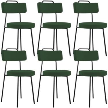 Imagem de Kit 06 Cadeiras Decorativas Estofada Sala De Jantar Barcelona L02 Suede Verde Musgo - Lyam Decor