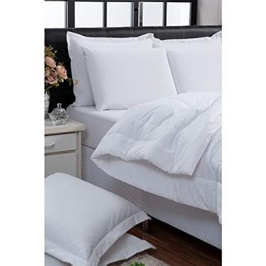 Imagem de Kit Edredom Casal Queen 3 Peças Percal 200 Fios 100% Algodão Dupla Face (Branco)
