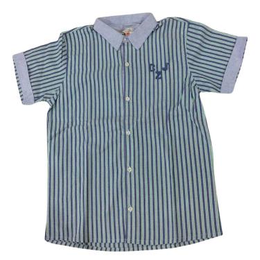 Imagem de Camisa manga curta infantil masc Zemar azul verde listras
