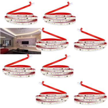 Imagem de Fita Led SMD 4000K 3 Metros 127V Kit 8 Unidades Plug Conector Fita Dupla Face Perfil Gesso Sanca  Ambiente Interno Externo Iluminaçao