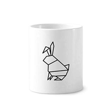 Imagem de Abstract origami Rabbit suporte para caneta de escova de dentes em forma geométrica copo de cerâmica branco 355 ml