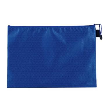 Imagem de harayaa Bolsa com zíper B5 Envelopes Organizador de recibos Durável Bolsa de documentos de grande capacidade Pasta com zíper para viagens de negócios e casa, Azul