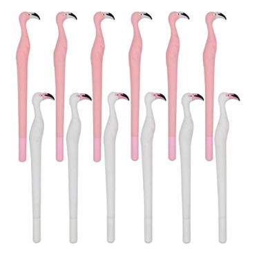 Imagem de SIPLIV 12 canetas esferográficas criativas de tinta gel preta líquida de 0,5 mm para meninas e mulheres, material escolar de escritório - Flamingo