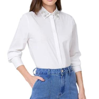 Imagem de Camisa Feminina Dudalina ML Bordado Off White - 53070498-Feminino