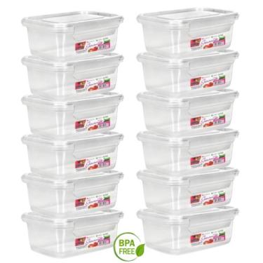 Imagem de Jogo 12 Potes 400ml Retangular Tampa Trava Marmita Fitness Reutilizáve