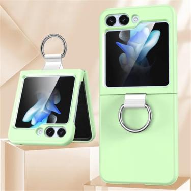 Imagem de Para Samsung Z Flip 6 Capa com suporte de anel ultrafino PC Slim Matte Phone Cases para Samsung Galaxy Z Flip 3 4 5 6 ZFlip Z Flip5 Flip4, LightGreenZH, para Samsung Z Flip 3